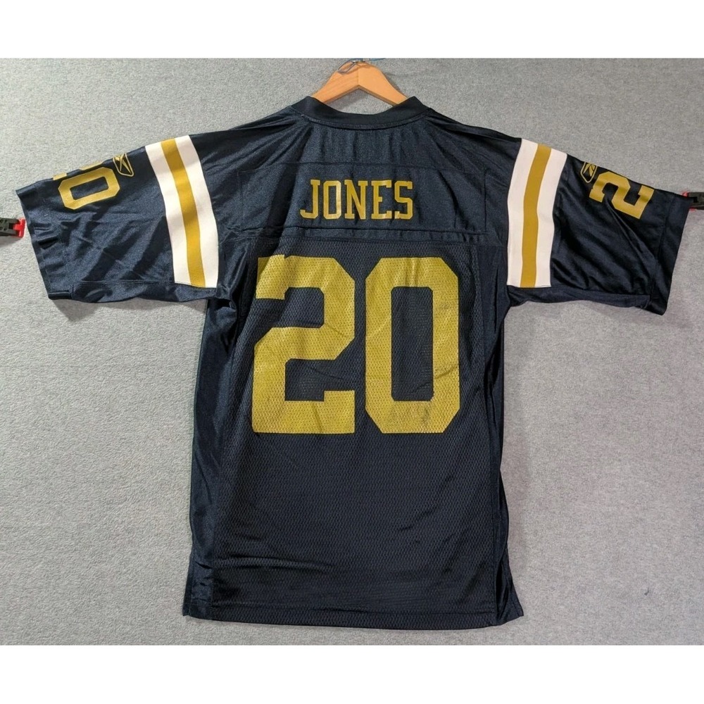 Vintage Reebok Thomas Jones New York Jets NFL Jersey Navy Gold Alt Size S - Picture 2 of 12